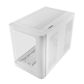 MARS GAMING MC-FUSIONM, estojo para jogos Micro-ATX, janela lateral e frontal de vidro temperado contínuo curvo, minitorre para PC com câmera dupla, suporte de geladeira