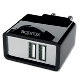 CARGADOR DE PARED APPROX 2USB 2.1A APPUATS NEGRO