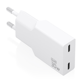 AISENS - CARREGADOR GaN ULTRAFINO DE 30 W, 2xUSB-C PD3.0, BRANCO