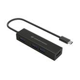CONCEPTRONIC HUBBIES07B HUB USB-C 3.0 4 PORTAS USB 3.0 CAIXA DE ALUMÍNIO COR PRETA