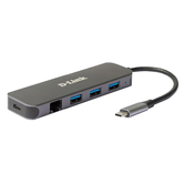 HUB USB-C D-LINK DUB-2334 A (3xUSB3.0) 1xUSB-C PD (60 W) 1xGB RJ45