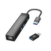 ADAPTADOR CONCEPTRONIC USB PARA GIGABIT ETHERNET RJ45 COM HUB USB 3.0 3 PORTAS E ADAPTADOR USB-C