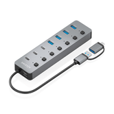 AISENS Hub USB3 1 Gen1 USB C USB A USB C M USB A 4 x USB A 4 x USB A H 3 x USB C H ALIM cinza 30 cm