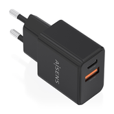 AISENS - CARREGADOR GaN de 20 W, 1xUSB-C PD3.0, 1xUSB-A QC3.0, PRETO