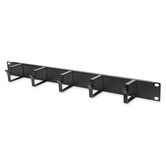 Cable Management Panel with Cable Rings 19" 1U, 5x cable rings 40x60 mm, color black (RAL 9005)