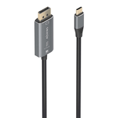 Cabo conversor bidirecional de alumínio AISENS USB C para DisplayPort 8K 60 Hz USB C M DP M preto 1,8 m