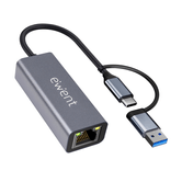 EWENT ADAPTADOR ETHERNET 1GIGABIT | USB-C Y USB-A