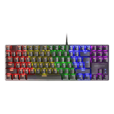 TECLADO MECÂNICO COMPACTO TKL MARS GAMING MK80 ITALIANO PRETO ILUMINAÇÃO 12 EFEITOS INTERRUPTOR MARROM