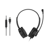 FONE DE OUVIDO USB EQUIP LIFE MICROFONE FLEXÍVEL CONTROLE DE VOLUME COR PRETO/BRANCO