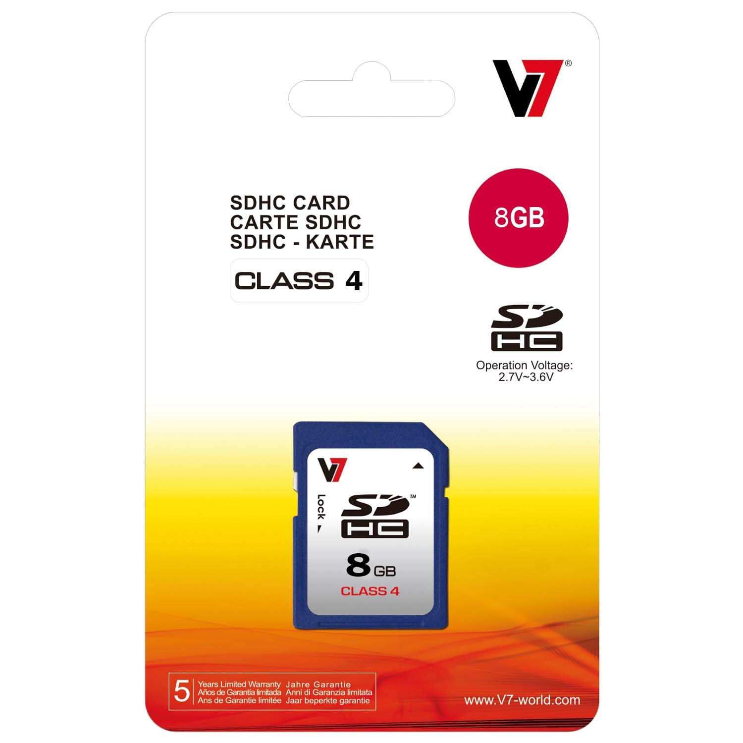 V7 Sd Card 8gb Sdhc Cl4 Pcbox 9390