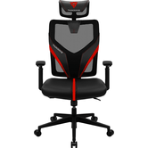 SILLA ERGONÓMICA THUNDERX3 YAMA1 NEGRA CON DETALLES EN ROJO SOPORTE LUMBAR AJUSTABLE Y REJILLA TR