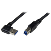 Cabo USB 3 preto de 1 m, ângulo reto de A para B