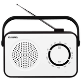 RÁDIO AM/FM VINTAGE AIWA R-190BW COM ALTO-FALANTE, ALTO-FALANTE DE 4" E JACK DE 3,5 mm, DESIGN DE TOQUE SUAVE, COR ELEGANTE