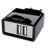CARGADOR DE PARED APPROX 2USB 2.1A APPUATS NEGRO