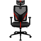 SILLA ERGONÓMICA THUNDERX3 YAMA1 NEGRA CON DETALLES EN ROJO SOPORTE LUMBAR AJUSTABLE Y REJILLA TR