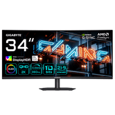 MONITOR GIGABYTE 34" MO34WQC36,CURVO,3440X1440 (QD-OLED),0.23PP,1.5M:1,0.03MS,360HZ,2HDMI+1DP+3USB3.2+USB TYPE C,ALTAVOCES