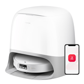 (D) ROBÔ ROBOROCK QREVO CURVX COM ESFREGÃO GIRATÓRIO DUPLO E BASE PARA ESVAZIAMENTO AUTOMÁTICO DE SÓLIDOS E LÍQUIDOS, POTÊNCIA DE SUCÇÃO DE 22000 PA COM BATERIA DE 6400 M