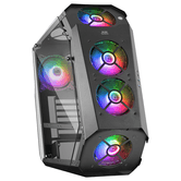 MARS GAMING MC51 Estojo para PC Gaming ATX Duplo Vidro Temperado 5x RGB Ventilador Preto Preto