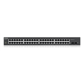 Switch inteligente Zyxel GS1900-48HP v2 de 48 portas GbE L2, suporte em rack de 170 watts. Suporta VLAN IPv6. Não é gerenciável via