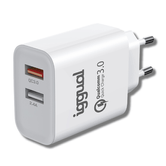iggual Cargador 2xUSB carga rápida QC3.0 30W