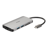 HUB USB-C 8 EM 1 COM HDMI ETHERNET/LEITOR DE CARTÕES/PENTREGA
