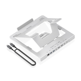 AISENS - SOPORTE DE SOBREMESA AJUSTABLE PARA PORTATIL / TABLET CON USB-C DOCKING 7 EN 1, GRIS