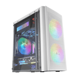 Mala MARS GAMING MC300W para PC Micro ATX vidro temperado 3xFan FRGB branco/RGB branco