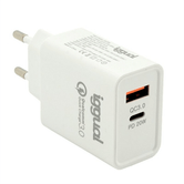 Carregador duplo USB QC3.0 iggual + Tipo C PD 20W