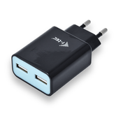 usb power charger 2 port 2.4a black eu on ly