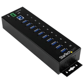 HUB DE METAL ROBUSTO 10 PORTAS USB 3.0 TRILHO DIN E MOUNTAB LE DE PAREDE