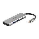 HUB USB-C 5 EM 1 COM HDMI E LEITOR DE CARTÃO SD/MICROSD