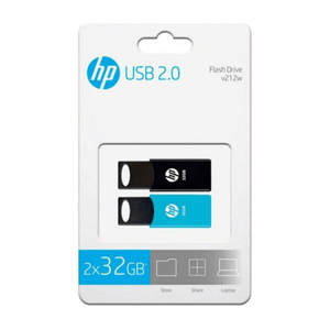 PENDRIVE HP 32GB USB2.0 V212/TWIN NEGRO/AZUL PACK 2 UNIDADES