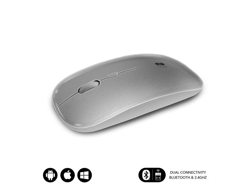 SUBBLIM Ratón Inalámbrico Bluetooth + RF Dual Flat Mouse Silver