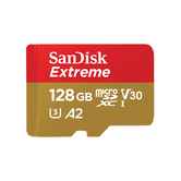 SANDISK EXTREME MICROSDXC 128GB + ADAPTADOR SD + 1 ANO RESCUEPRO DELUXE ATÉ 190 MB/S E 90 MB/S VELOCIDADES DE LEITURA/GRAVAÇÃO A2 C10 V30 UHS-I