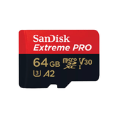 SANDISK EXTREME PRO MICROSDXC 64GB + SD ADAPTER + 2 YEARS RESCUEPRO DELUXE UP TO 200MB/S & 90MB/S READ/WRITE SPEEDS A2 C10 V30
