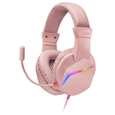headset mars gaming mh122 pink ultra ligeros 184g drivers de neodimo 50mm microfono flexible jack 3.5mm simple y doble iluminacion frgb