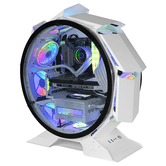 CASO MICROATX MARS GAMING MCORB BRANCO DESIGN ESFÉRICO EXTREMO PREMIUM JANELA DE VIDRO DUPLO TE