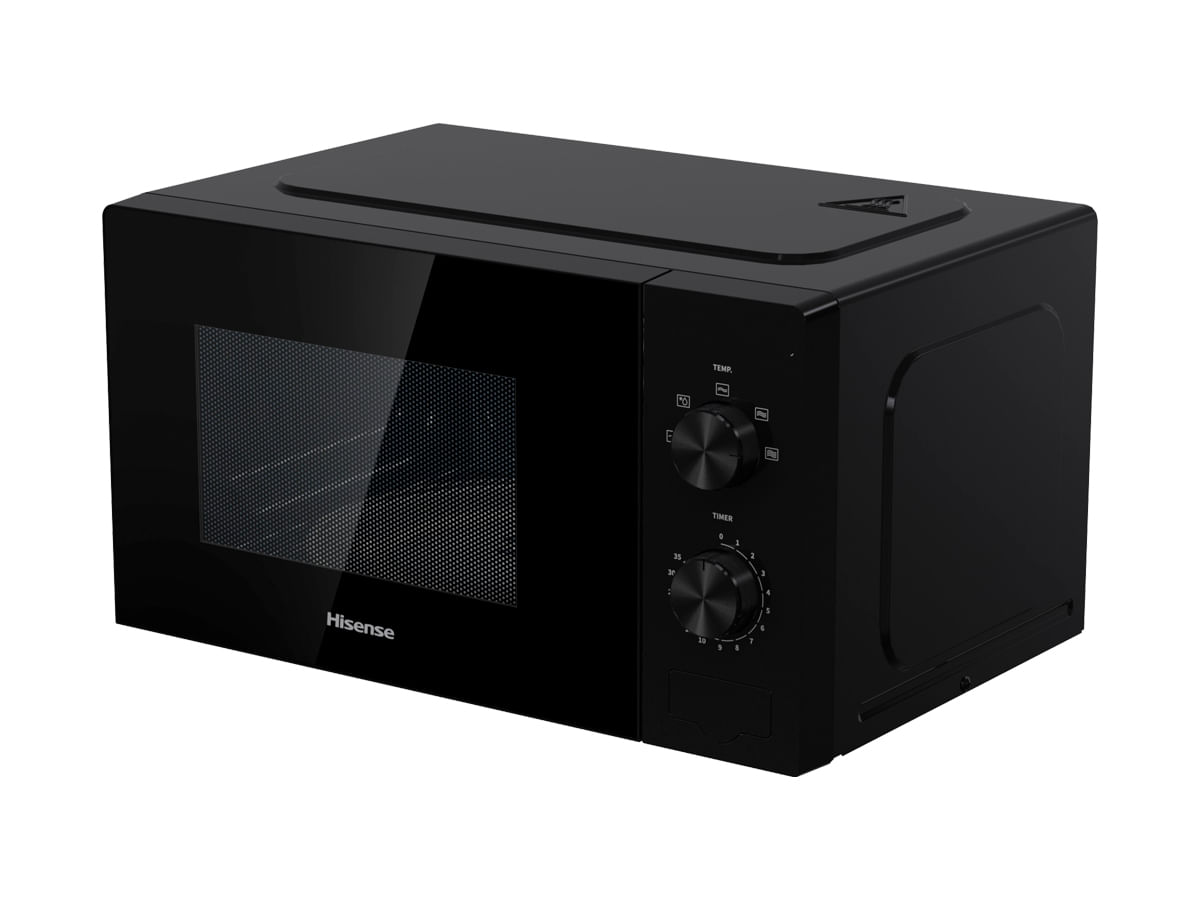 Hisense H20MOBP1, Microondas, Capacidad de 20 L, 700 W de Potencia, Temporizador 30 Min, Modo Descongelar, Tirador, Estándar, Color Negro