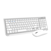 teclado con raton bluetooth + 2.4g combo dual prestige extendido plata/blanco
