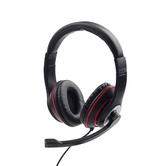 FONES DE OUVIDO GEMBIRD ESTÉREO PRETO COM ANEL VERMELHO