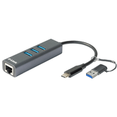 ADAPTADOR USB-C/USB PARA GIGABIT ETHERNET COM 3 PORTAS USB 3.0