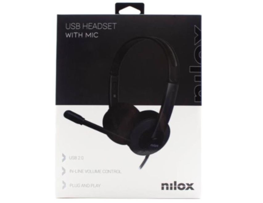 Nilox Auriculares USB con Micrófono para PC Negros