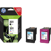 PACK COMBO CARTUCHOS HP 301 PRETO + BLISTER TRICOLOR