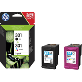 pack combo cartuchos hp 301 negro + tricolor blister