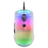 RATO MARS GAMING MMR BRANCO TRANSLÚCIDO OPTICO 12800DPI ULTRA LIGHT 58G RGB ILUMINAÇÃO PROGRAMÁVEL HUANO INTERRUPTORES MECÂNICOS HUANO