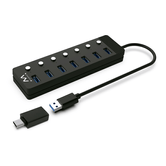 EWENT Hub usb-usb-c 7 ptos switch c/alimen.